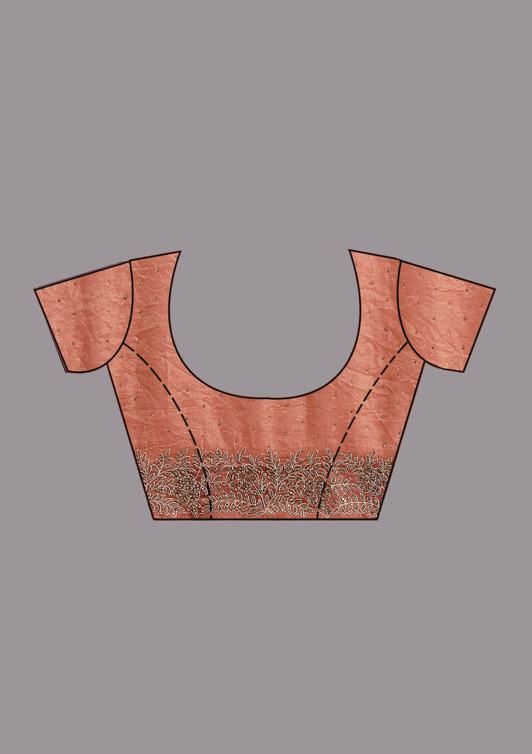 Rust Tissue Gold Stonework Saree With Matching Blouse Piece