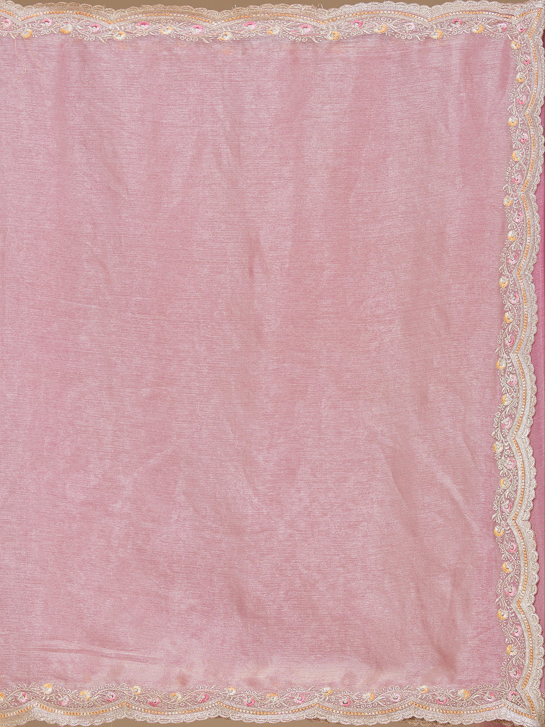 Onion Pink Zariwork (Gold) Tissue Saree