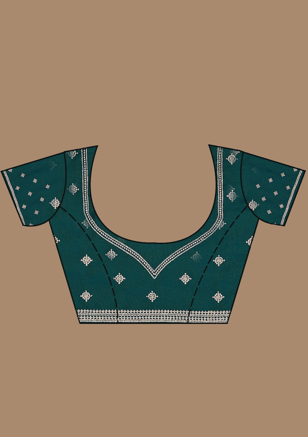 Bottle Green Georgette Gold Zariwork Saree With Matching Blouse Piece