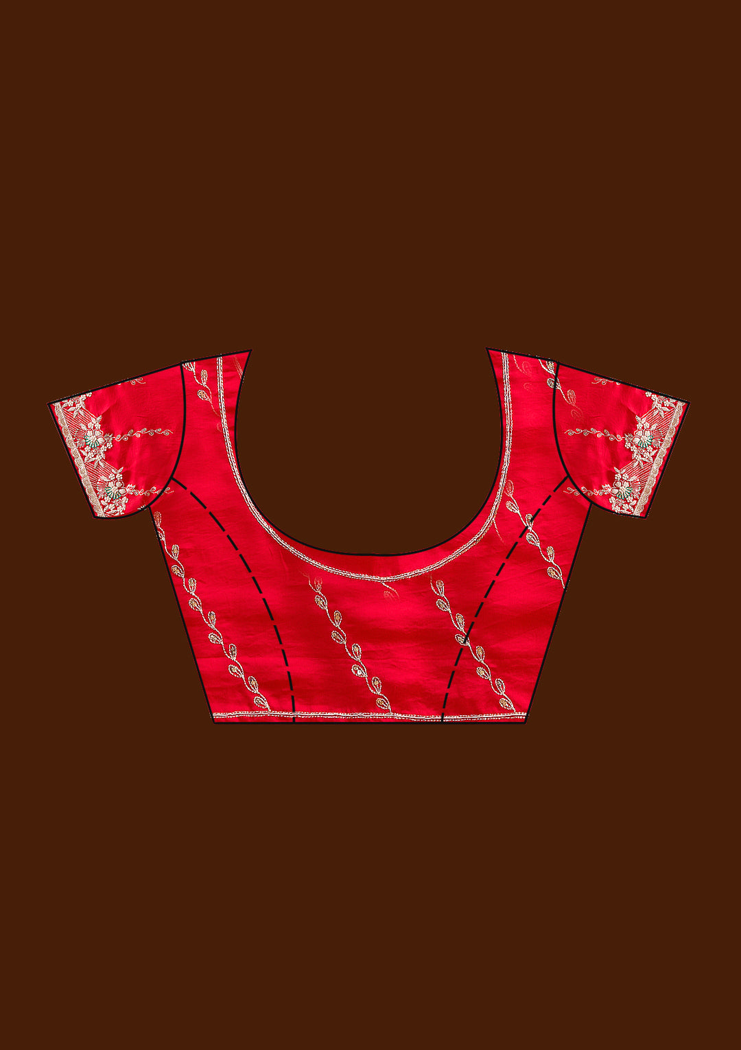 Red Aariwork Satin Saree