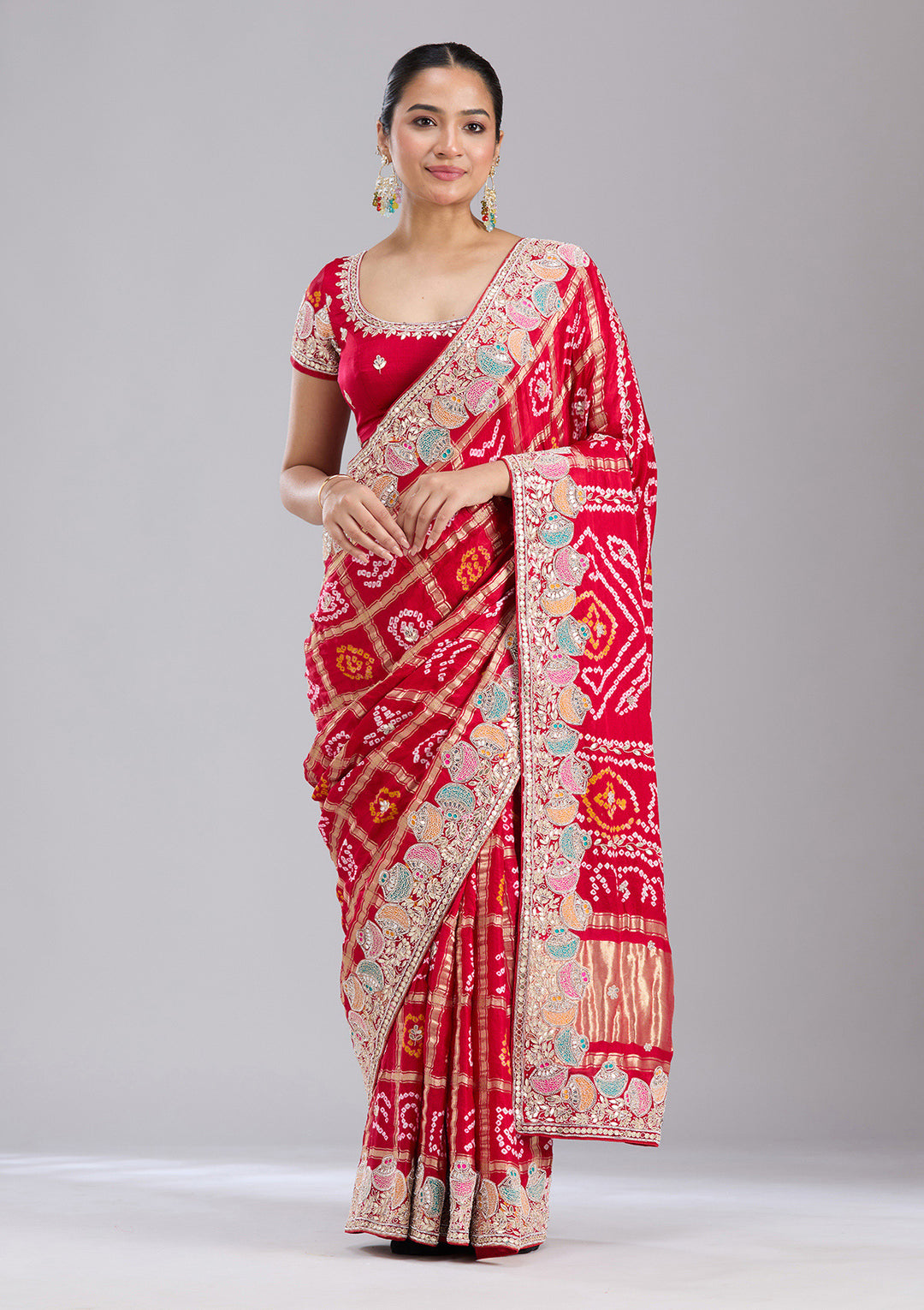 Red Gotapatti Silk Saree