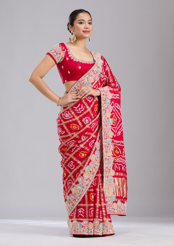 Red Gotapatti Silk Saree
