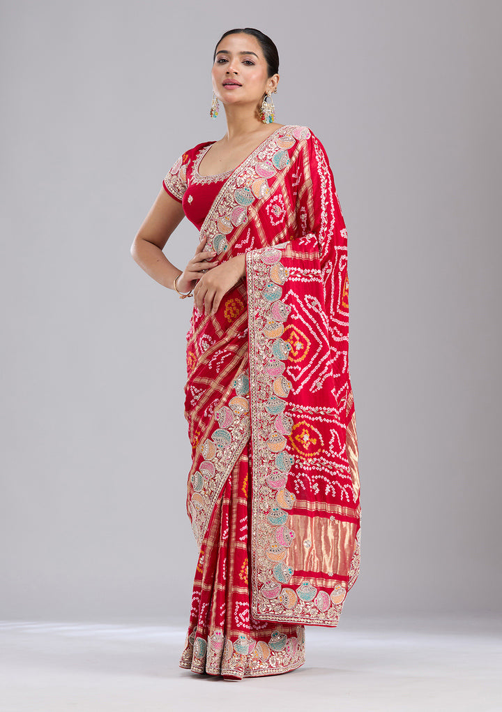 Red Gotapatti Silk Saree