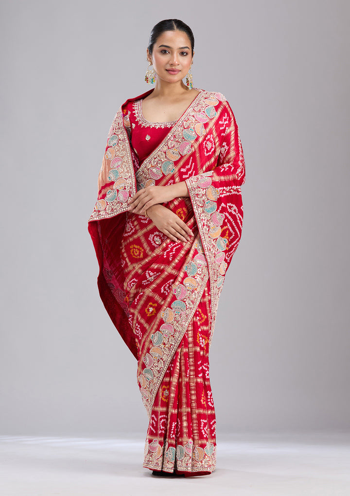 Red Gotapatti Silk Saree