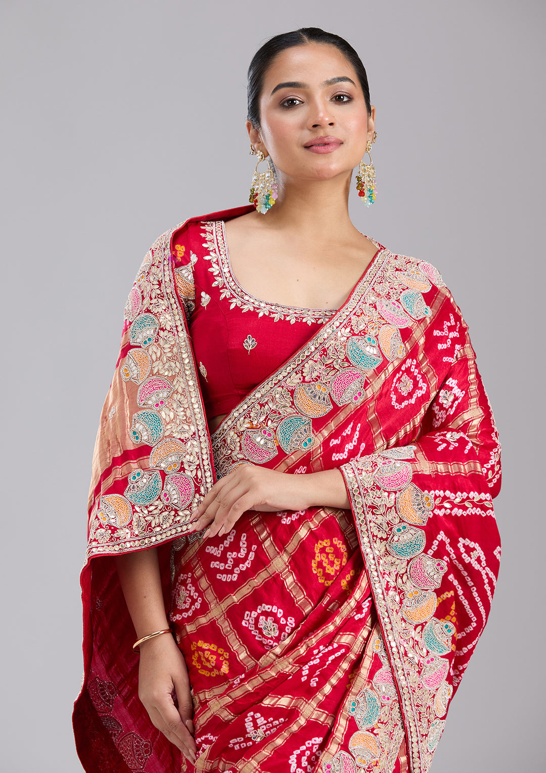 Red Gotapatti Silk Saree