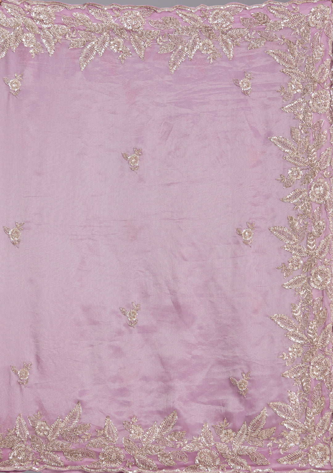 Lavender Sequins Organza Saree