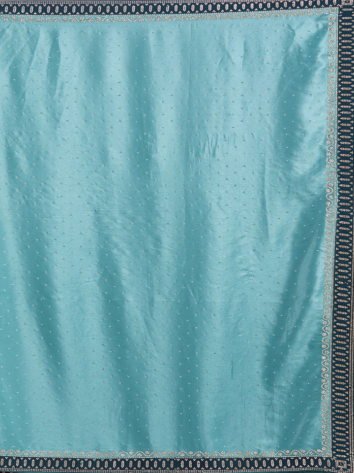 Sea Green Stonework (Silver) Chiffon Saree