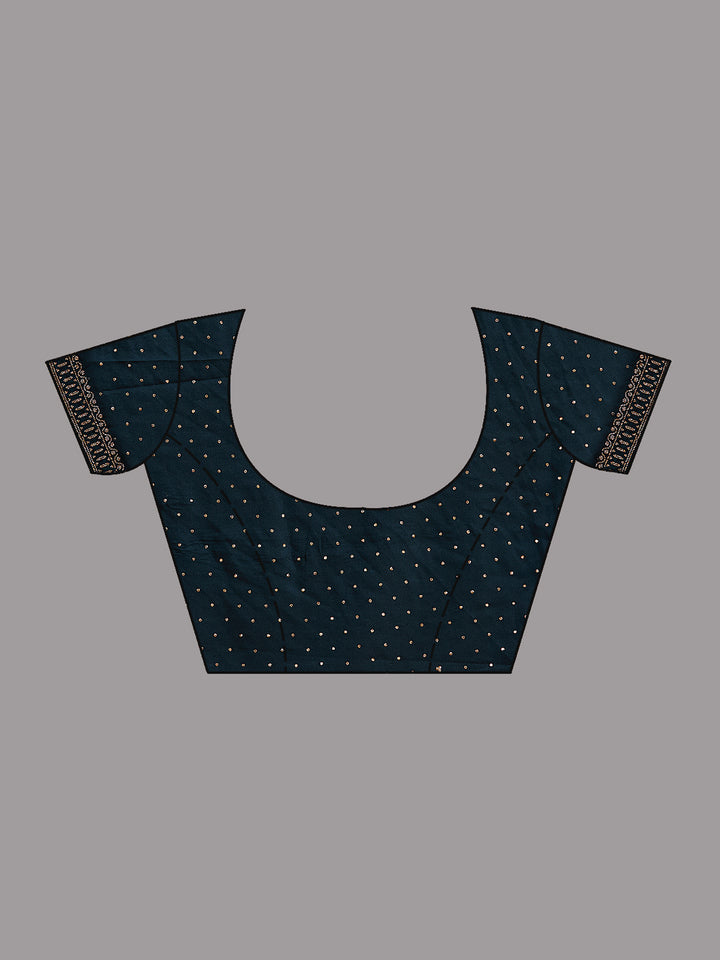 Sea Green Stonework (Silver) Chiffon Saree