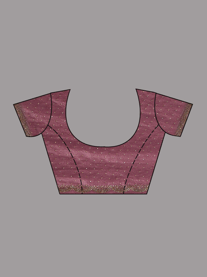 Lavender Stonework (Gold) Satin Saree