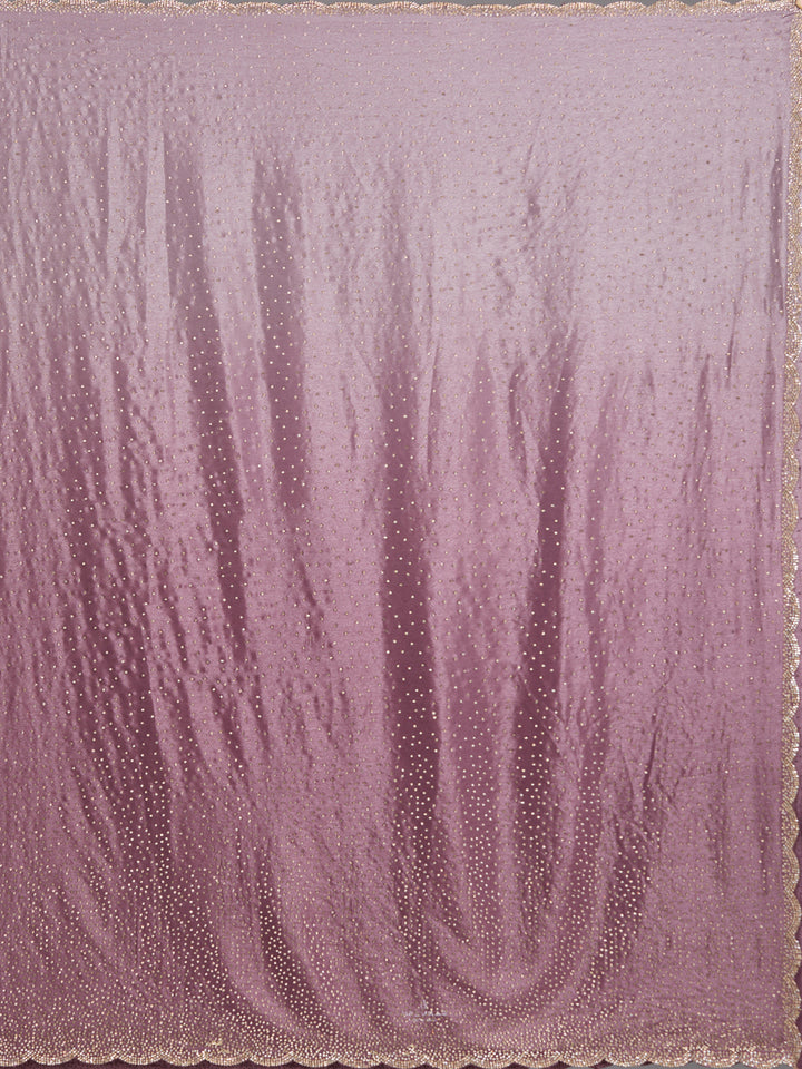 Lavender Stonework (Gold) Satin Saree