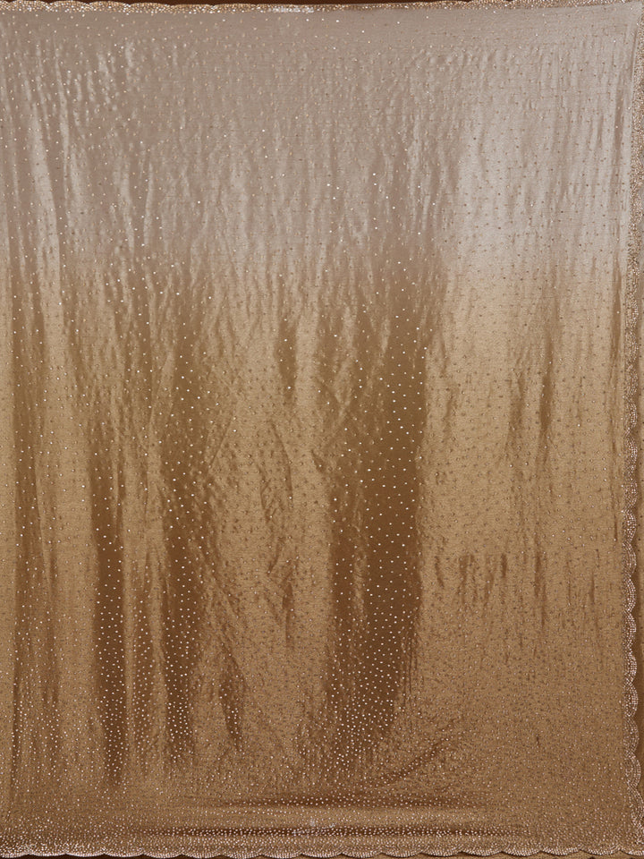 Light Grey Satin Gold Stonework Saree With Matching Blouse Piece