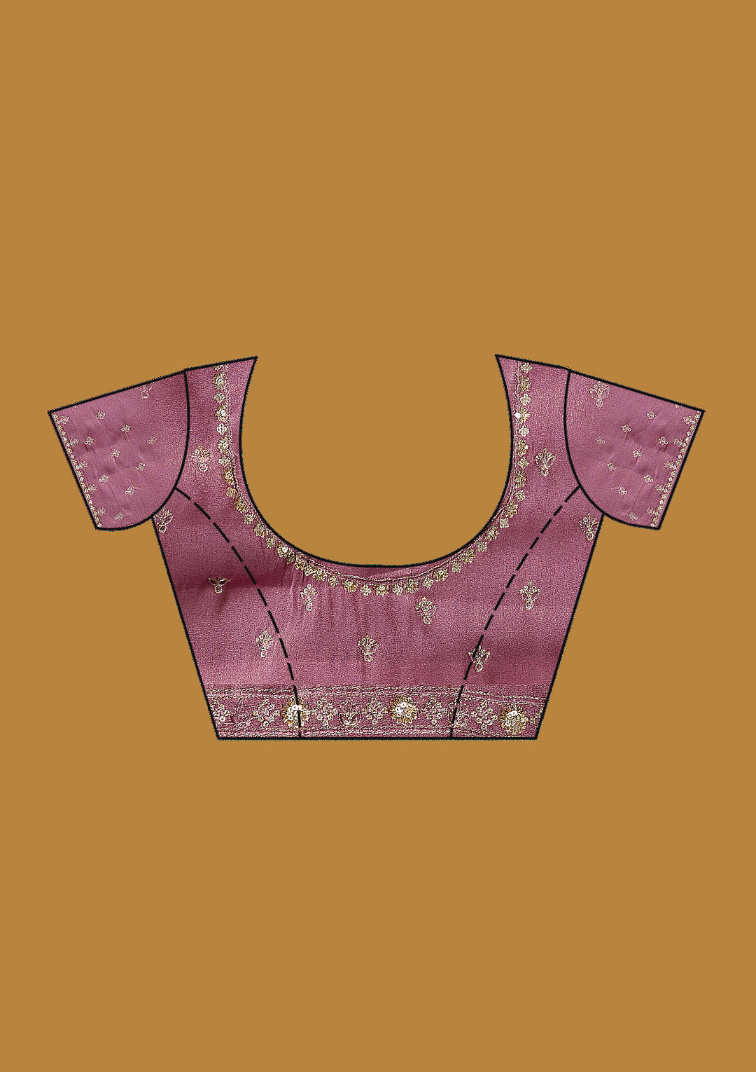 Onion Pink Zariwork (Gold) Tissue Saree