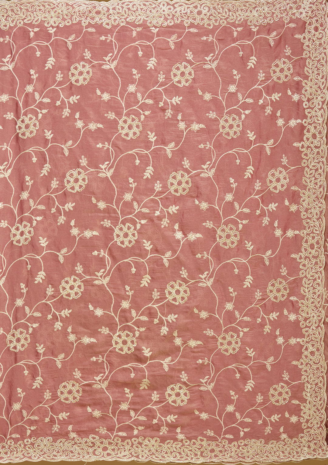 Onion Pink Tissue Silver Zariwork Saree With Matching Blouse Piece
