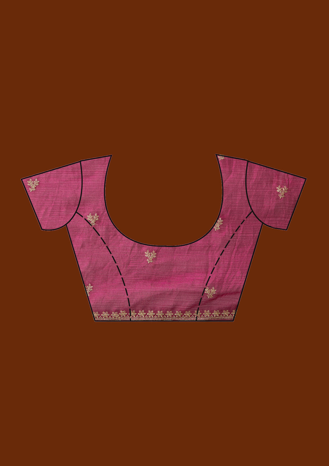 Wine Tissue Gold Zariwork Saree With Matching Blouse Piece
