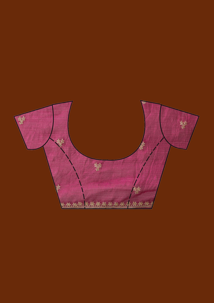 Wine Tissue Gold Zariwork Saree With Matching Blouse Piece
