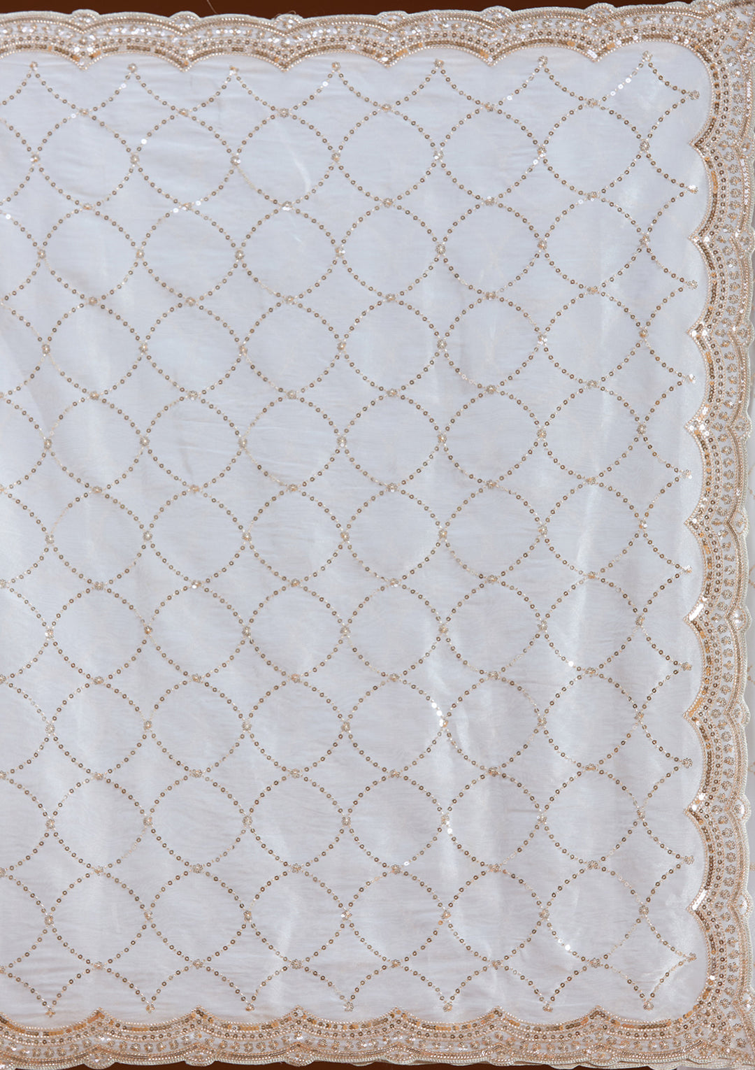 Off White Sequins Tissue Saree