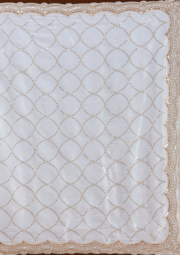 Off White Sequins Tissue Saree