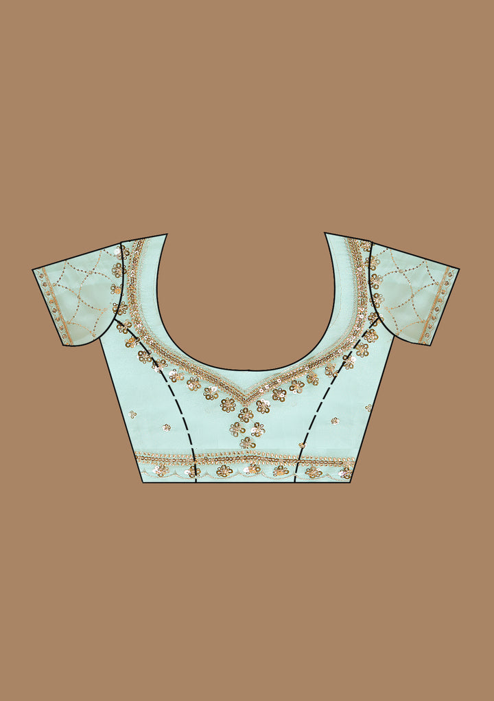 Sky Blue Sequins Tissue Saree