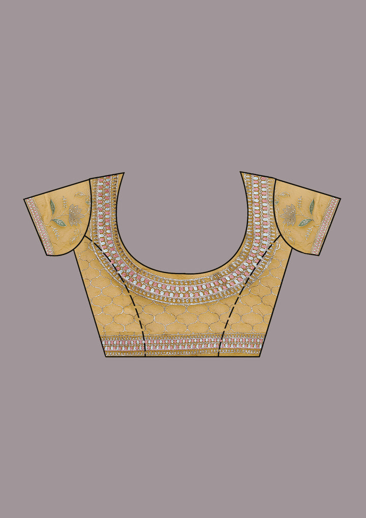 Mustard Zardozi (Gold) Tissue Saree