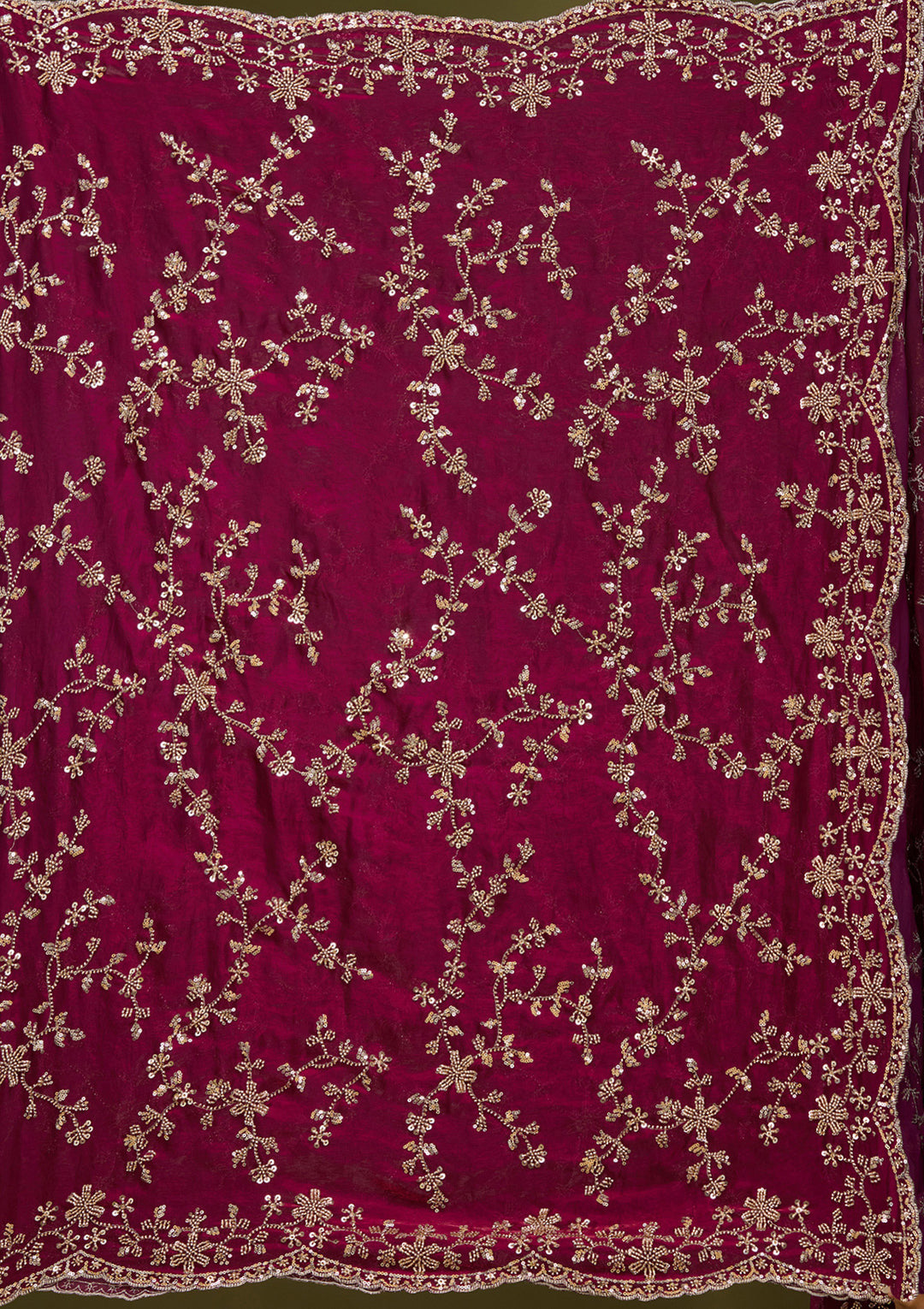 Wine Tissue Cutdana Saree With Matching Blouse Piece