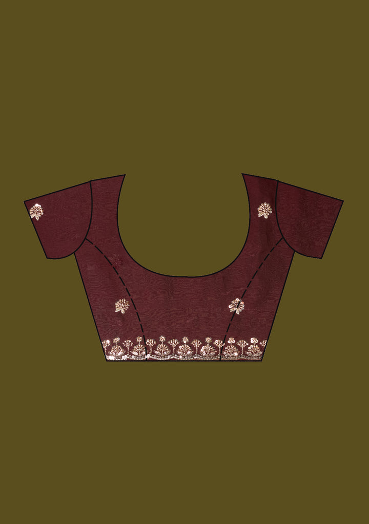 Wine Tissue Cutdana Saree With Matching Blouse Piece
