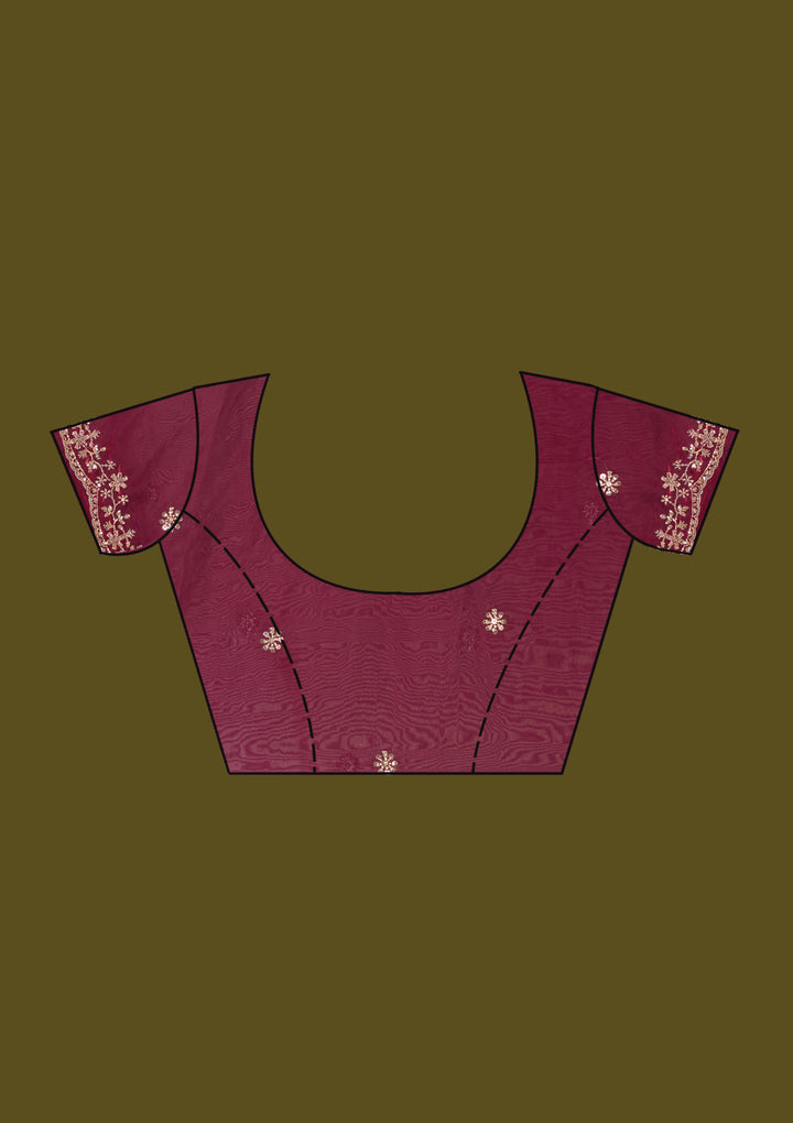 Dark Maroon Cutdana Tissue Saree