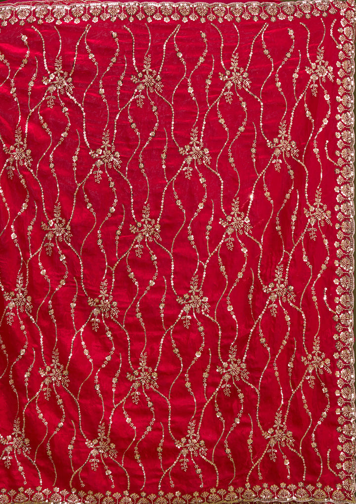 Rani Pink Cutdana Tissue Saree