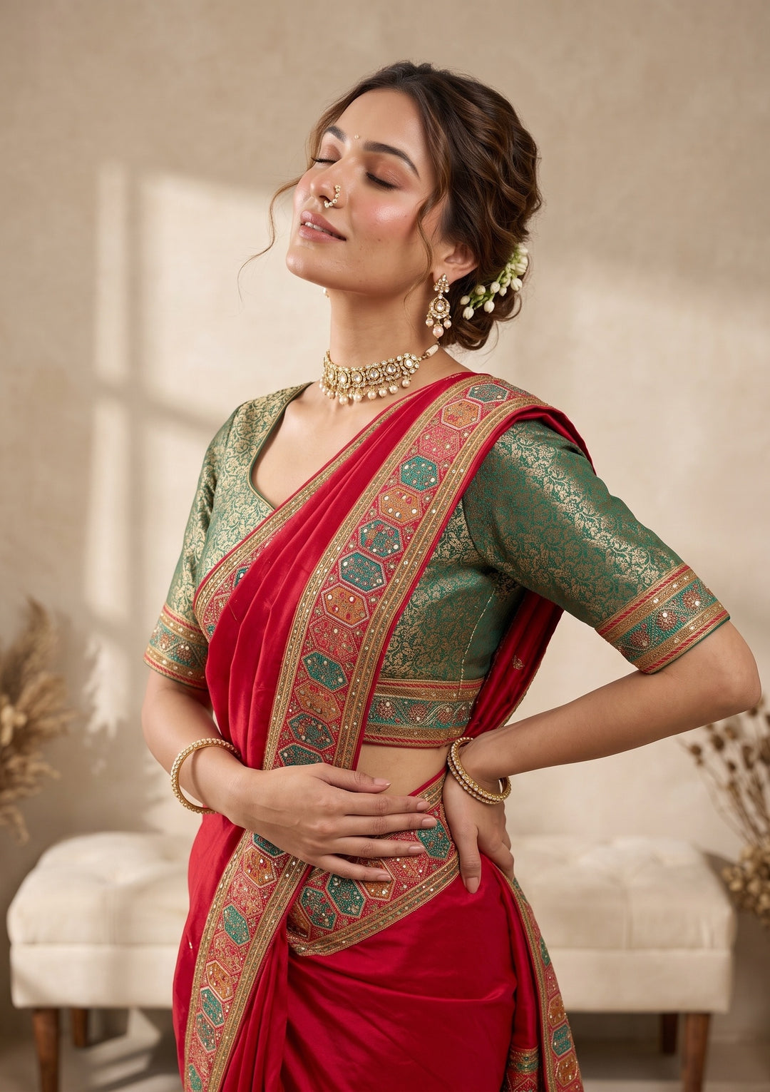Rani Pink Cutdana Silk Saree