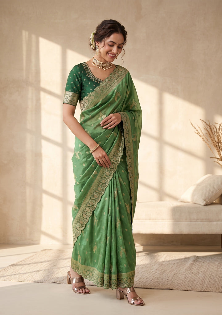 Green Banarasi Silk Saree