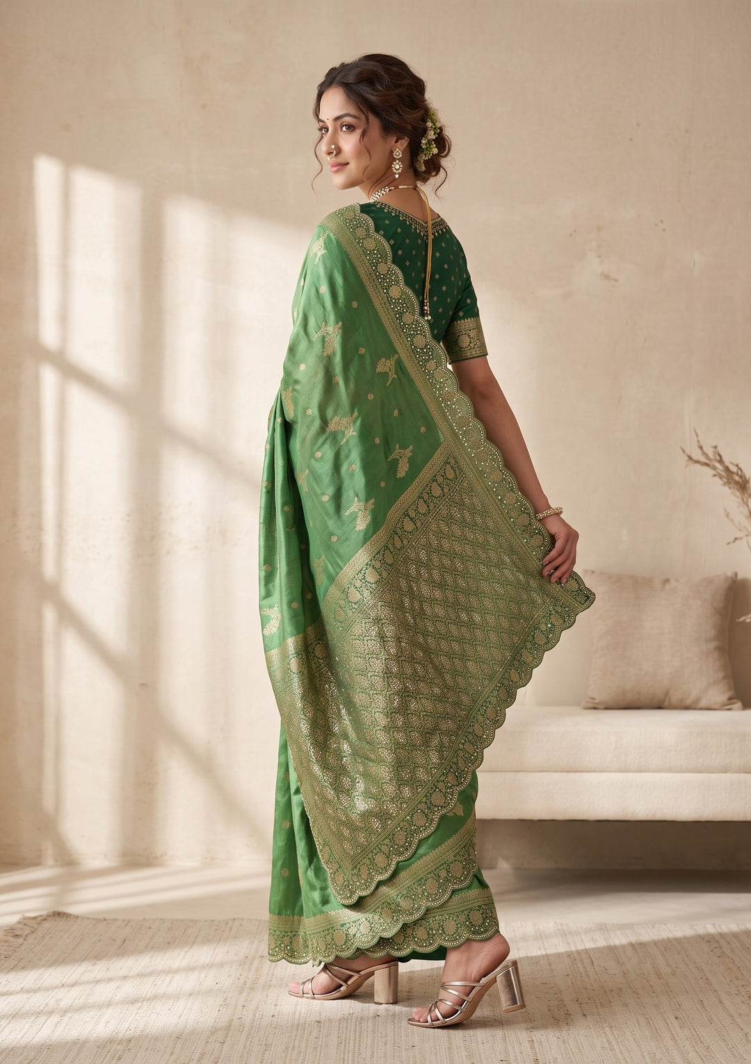 Green Banarasi Silk Saree