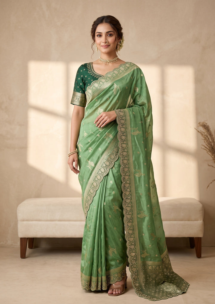 Green Banarasi Silk Saree