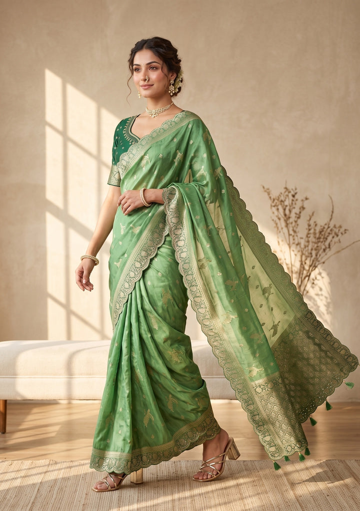 Green Banarasi Silk Saree