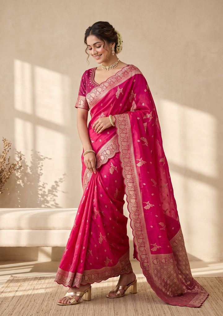 Rani Pink Banarasi Silk Saree