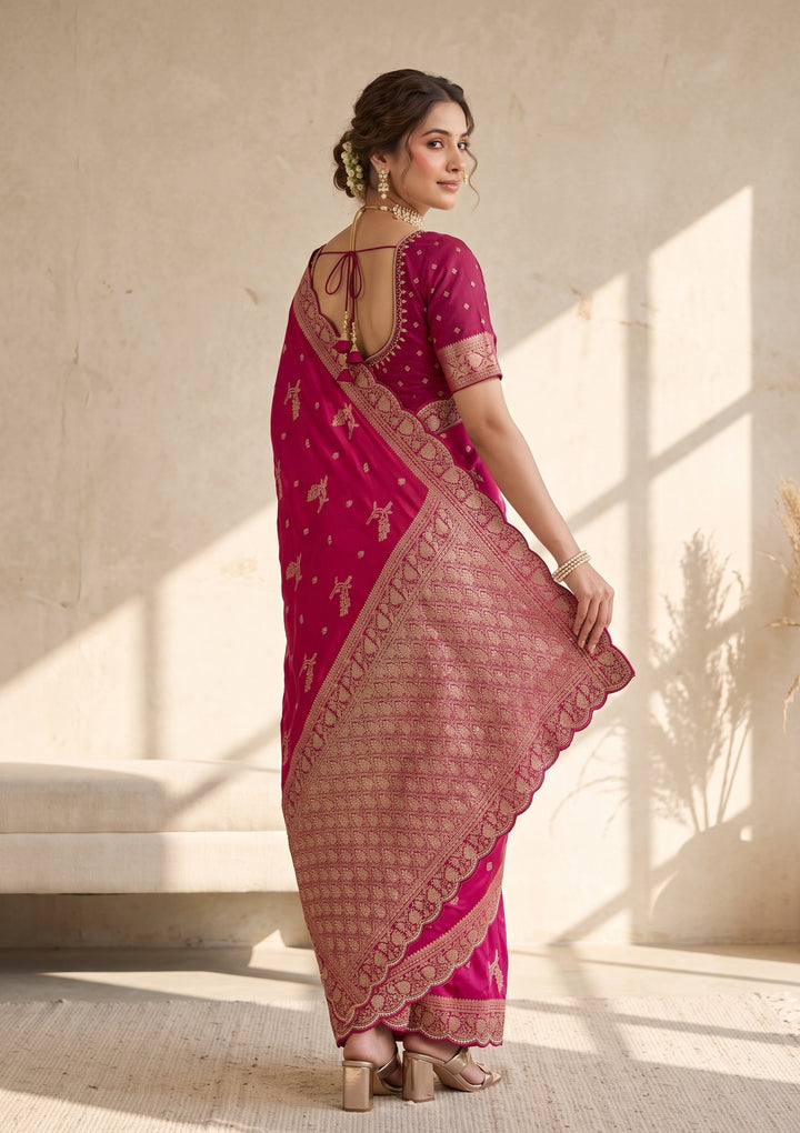Rani Pink Banarasi Silk Saree