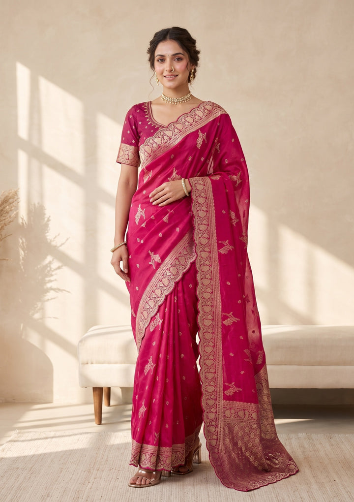 Rani Pink Banarasi Silk Saree
