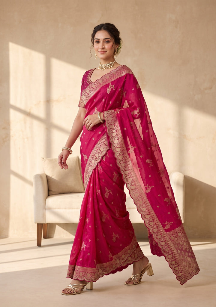Rani Pink Banarasi Silk Saree