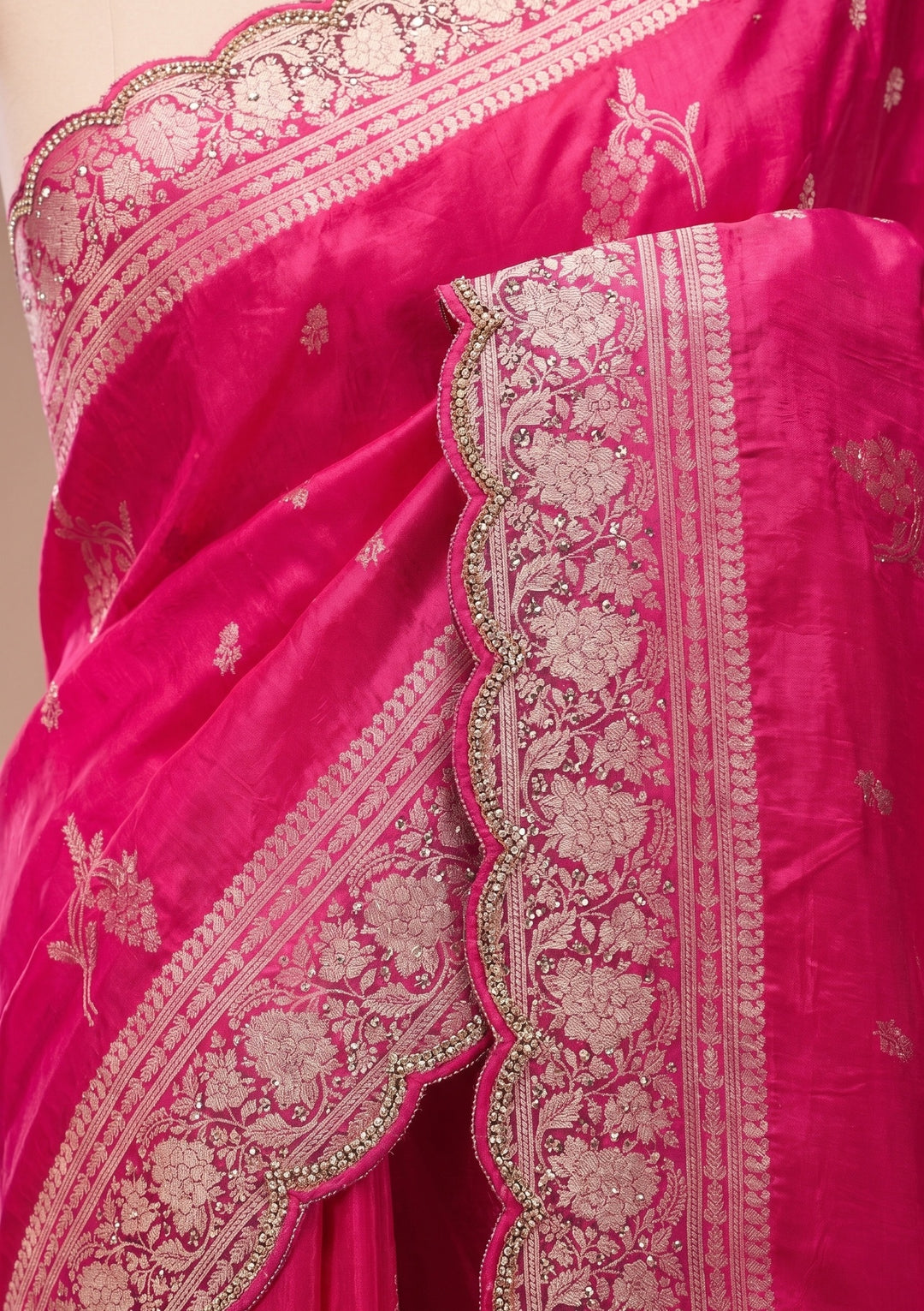 Rani Pink Banarasi Silk Saree