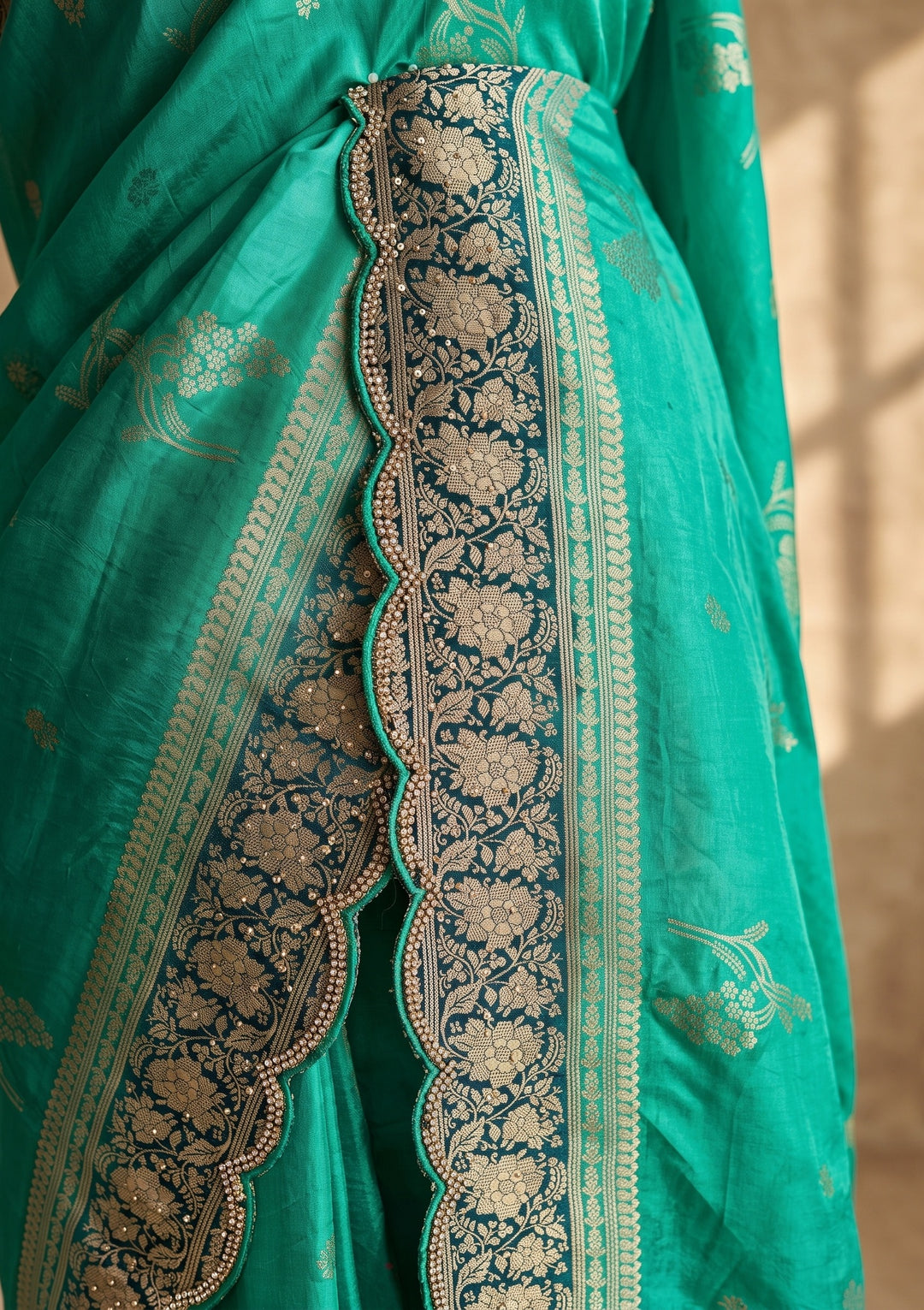 Turquoise Blue Banarasi Silk Saree