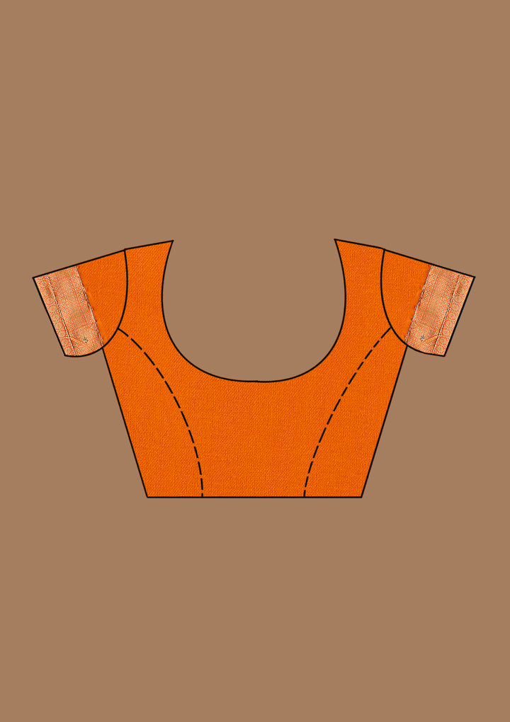 Orange Silk Plain Cutdana Saree With Matching Blouse Piece