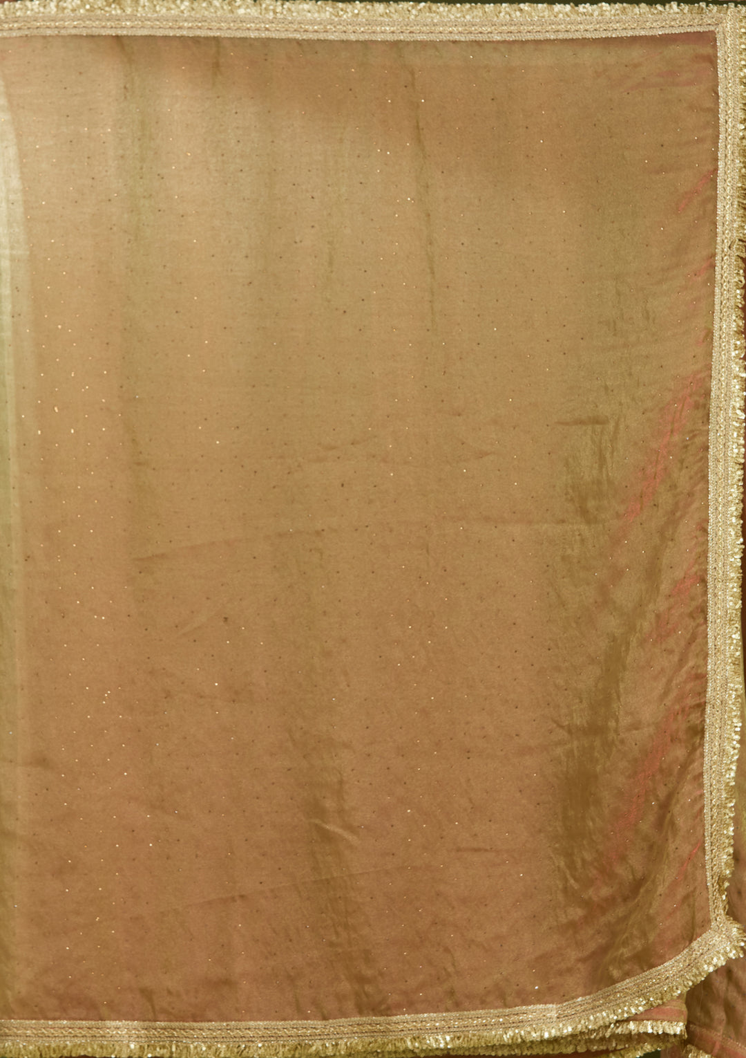 Rust Tissue Sequins Saree With Matching Blouse Piece