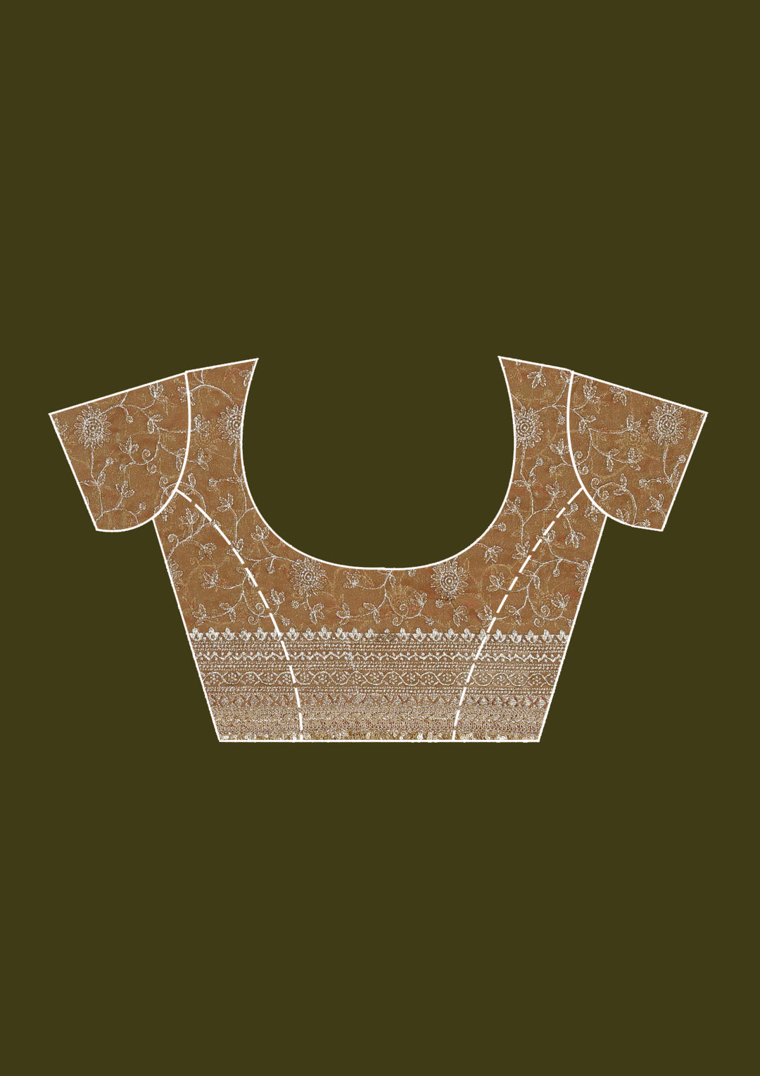 Rust Tissue Sequins Saree With Matching Blouse Piece