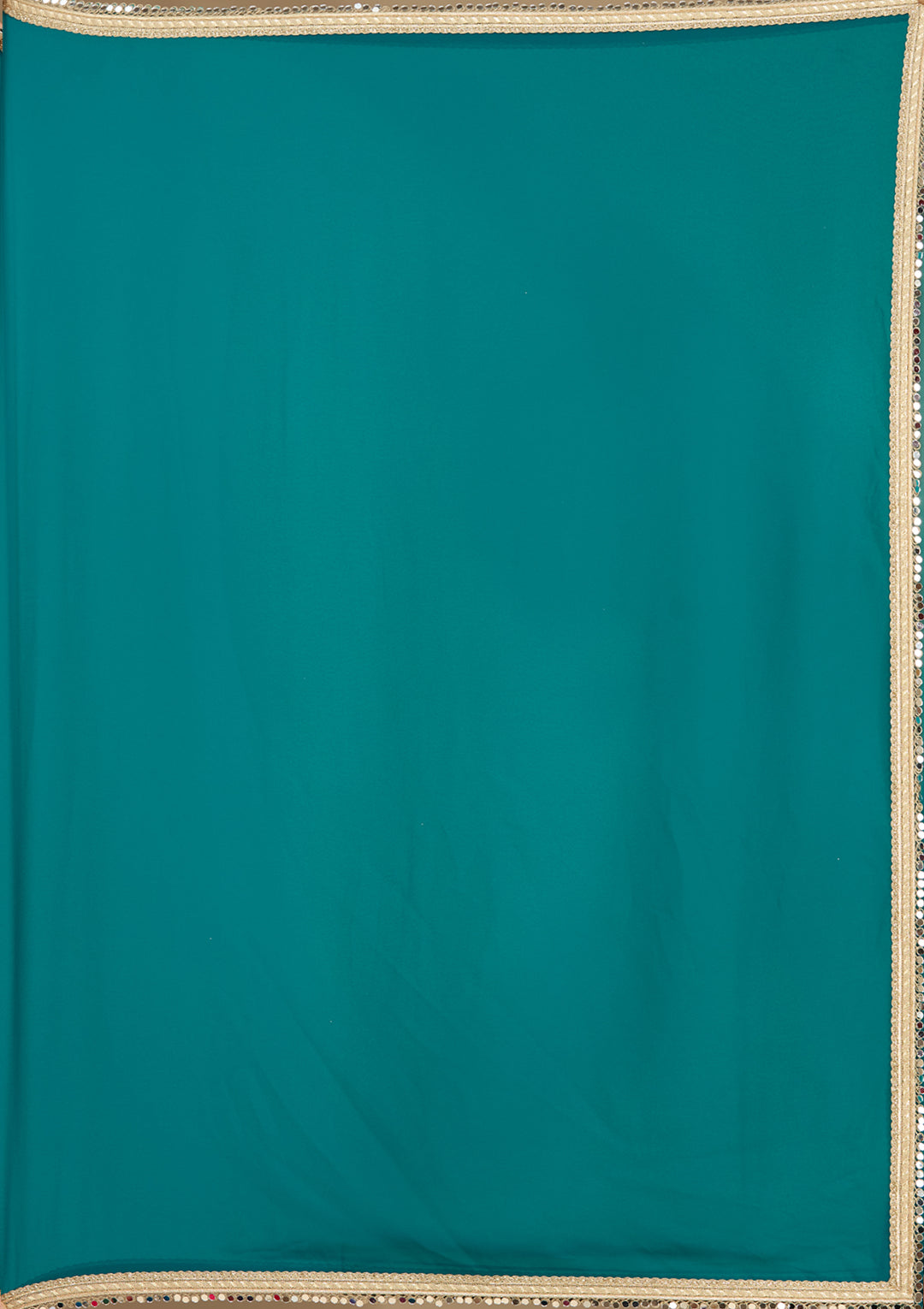 Rama Green Georgette Mirrorwork Saree With Matching Blouse Piece