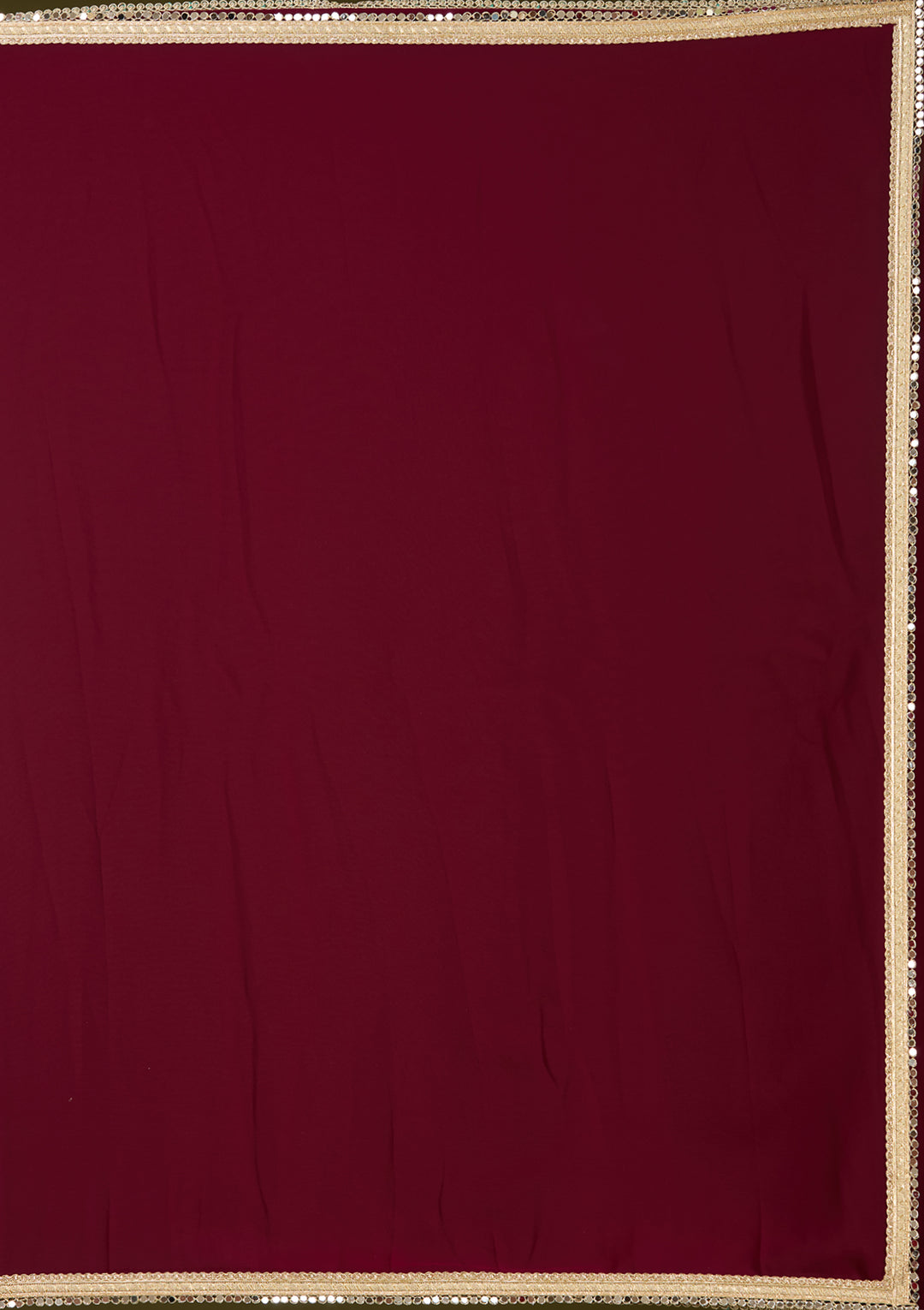 Wine Georgette Mirrorwork Saree With Matching Blouse Piece