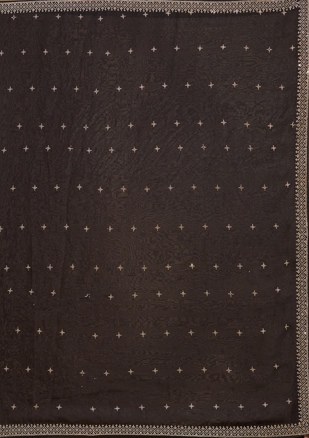 Black Satin Gold Stonework Saree With Matching Blouse Piece