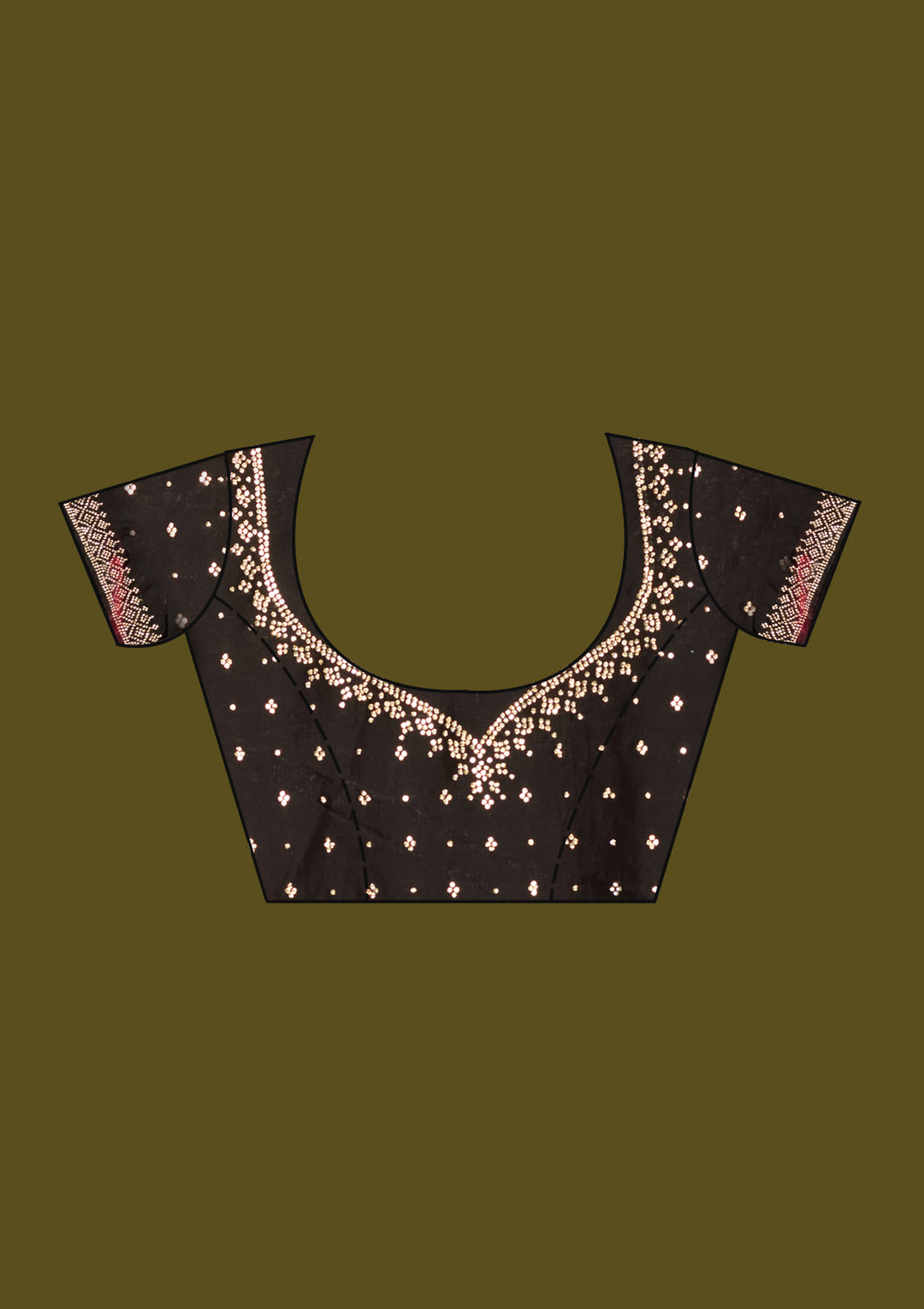 Black Satin Gold Stonework Saree With Matching Blouse Piece