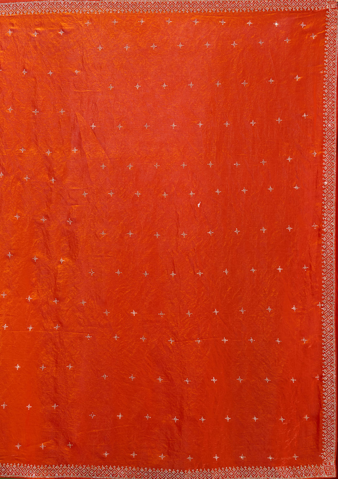 Orange Satin Gold Stonework Saree With Matching Blouse Piece