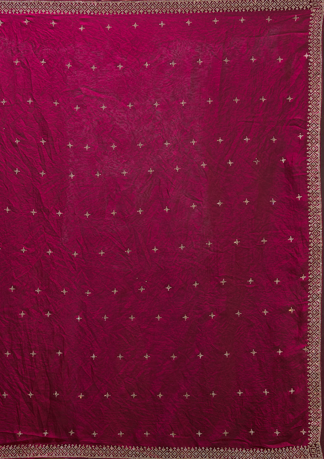 Wine Satin Gold Stonework Saree With Matching Blouse Piece