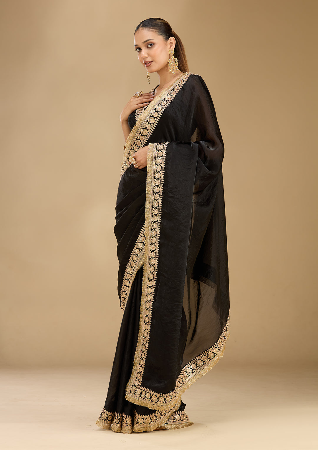 Black Cording Tissue Saree