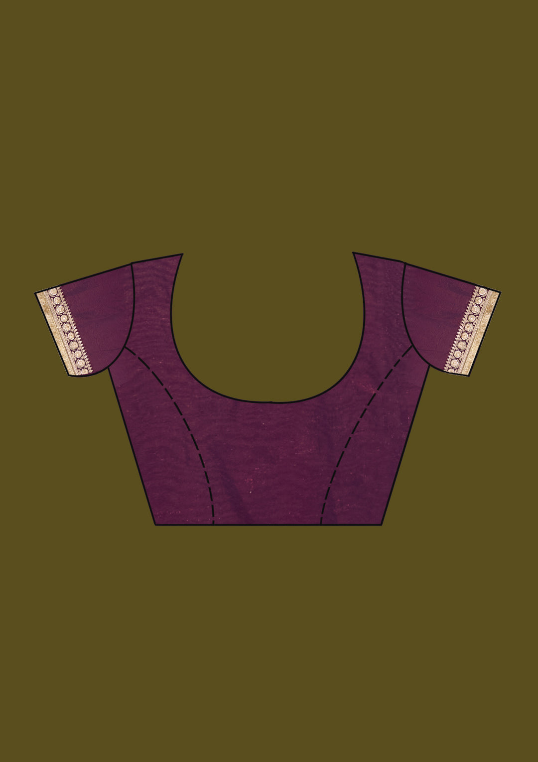 Dark Maroon Tissue Cording Saree With Matching Blouse Piece