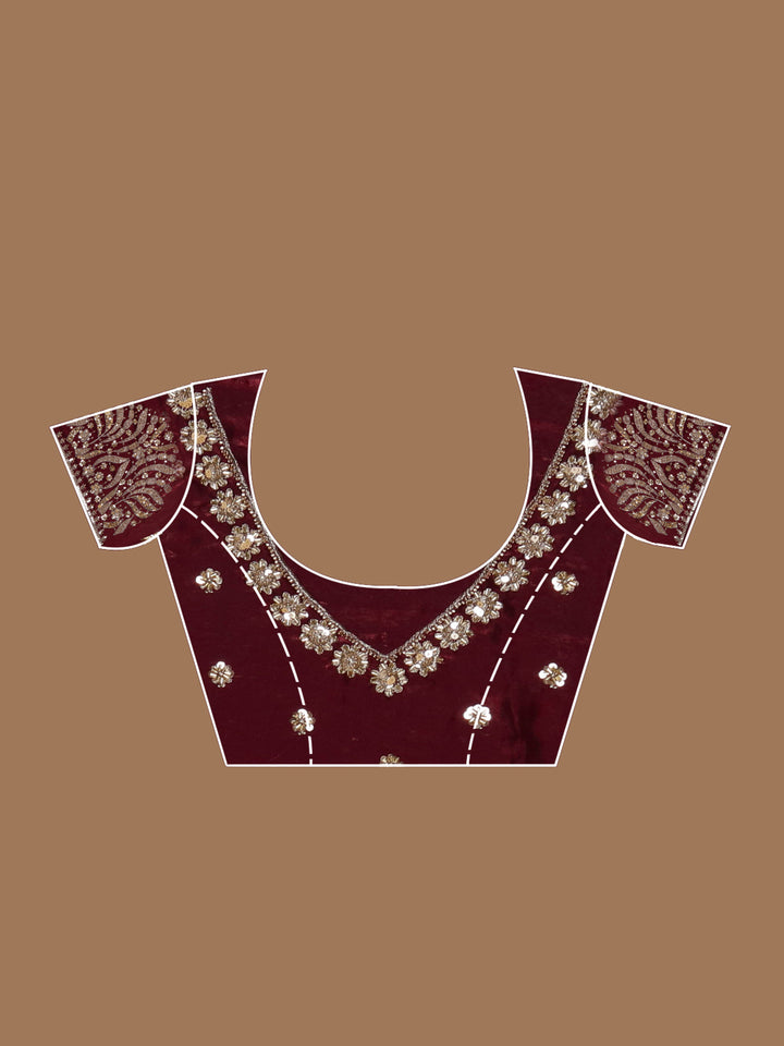 Wine Tissue Cutdana Saree With Matching Blouse Piece